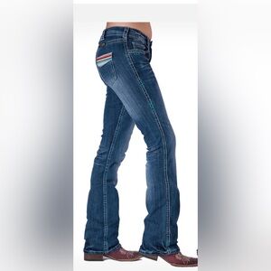 Cowgirl Tuff Blue Boot Cut Jeans with Colorful Accents